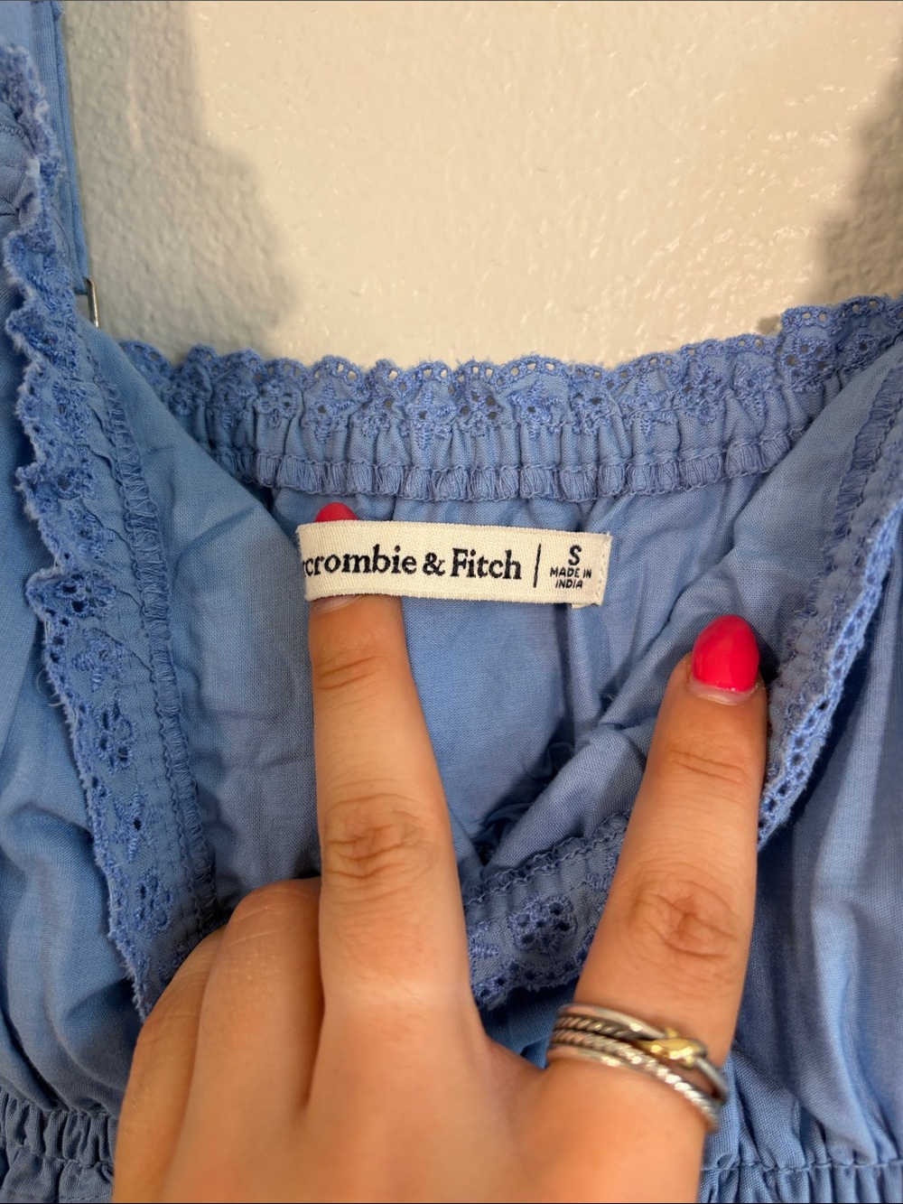 Abercrombie Bra-Free Smocked Drop-Waist Maxi Dress in Blue - S - Picture 7 of 8